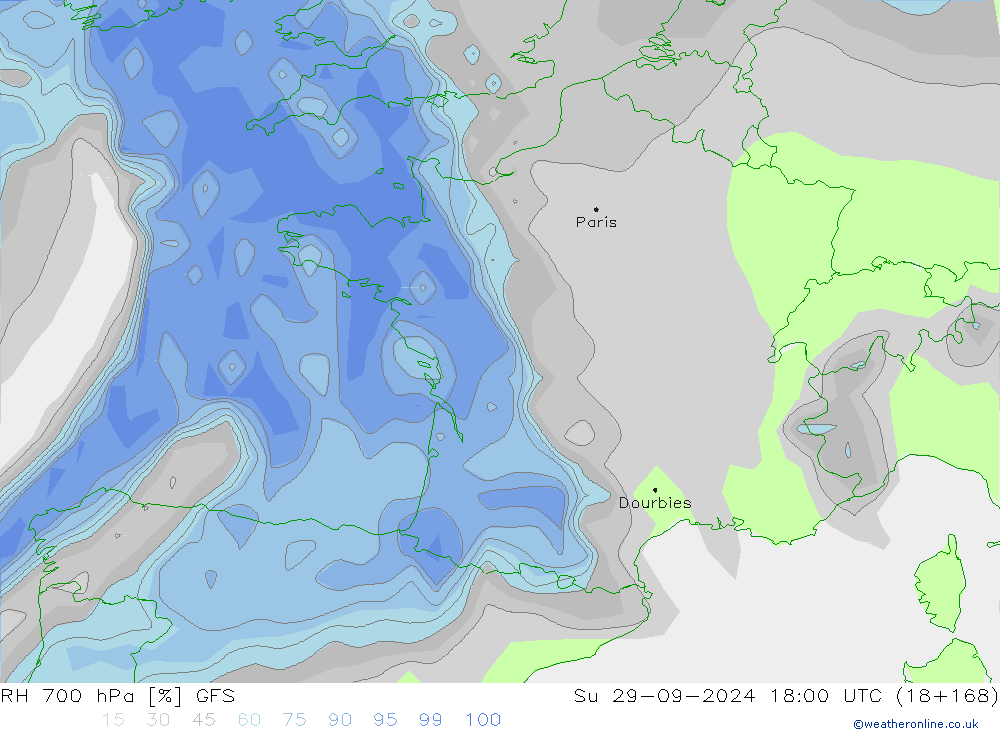 Humidité rel. 700 hPa GFS septembre 2024