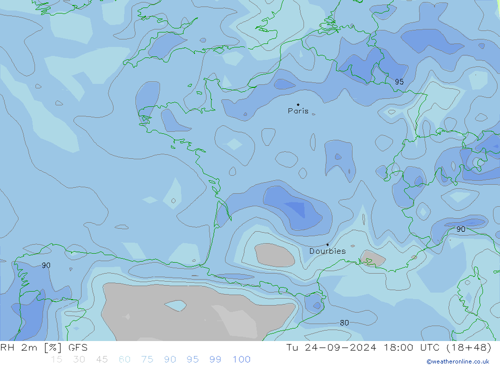 RH 2m GFS September 2024