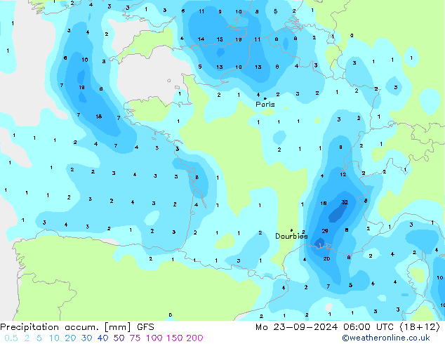 Precipitación acum. GFS septiembre 2024