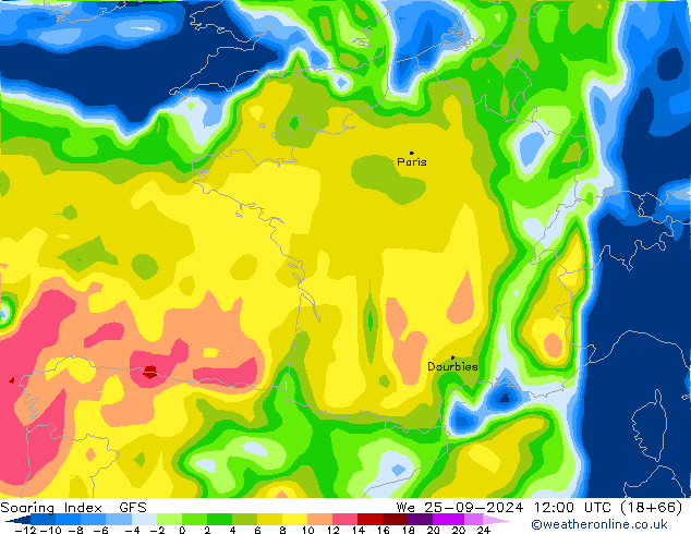 Soaring Index GFS śro. 25.09.2024 12 UTC