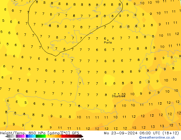 Geop./Temp. 850 hPa GFS septiembre 2024