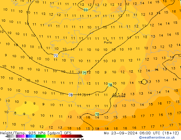 Geop./Temp. 925 hPa GFS septiembre 2024