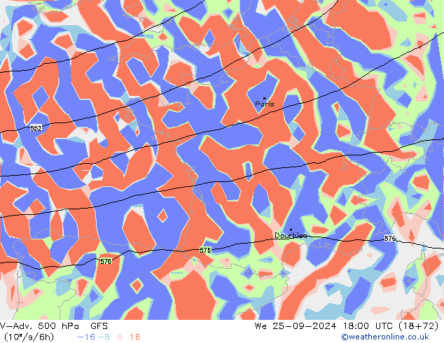 V-Adv. 500 hPa GFS We 25.09.2024 18 UTC