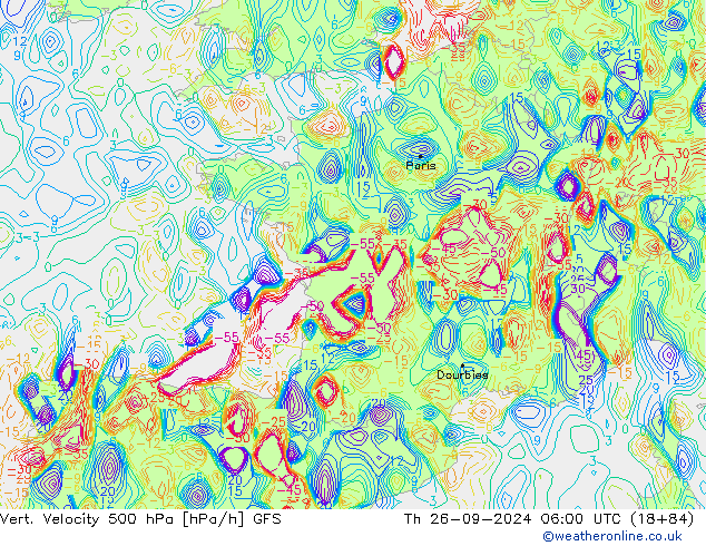 Vert. Velocity 500 hPa GFS Th 26.09.2024 06 UTC