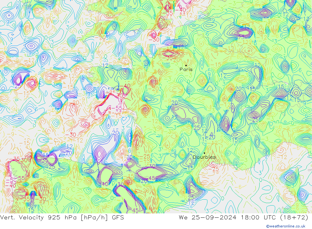 Vert. Velocity 925 hPa GFS We 25.09.2024 18 UTC