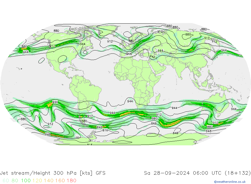 Jet stream/Height 300 hPa GFS Sa 28.09.2024 06 UTC