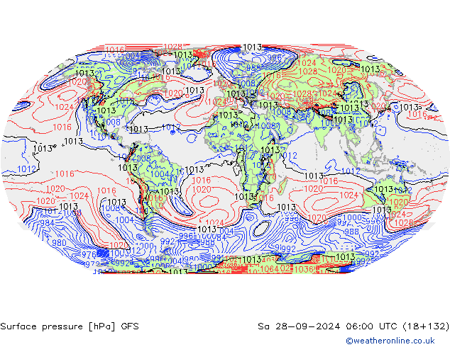 Surface pressure GFS Sa 28.09.2024 06 UTC