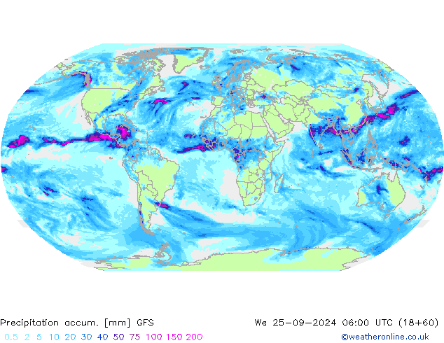 Precipitation accum. GFS ср 25.09.2024 06 UTC