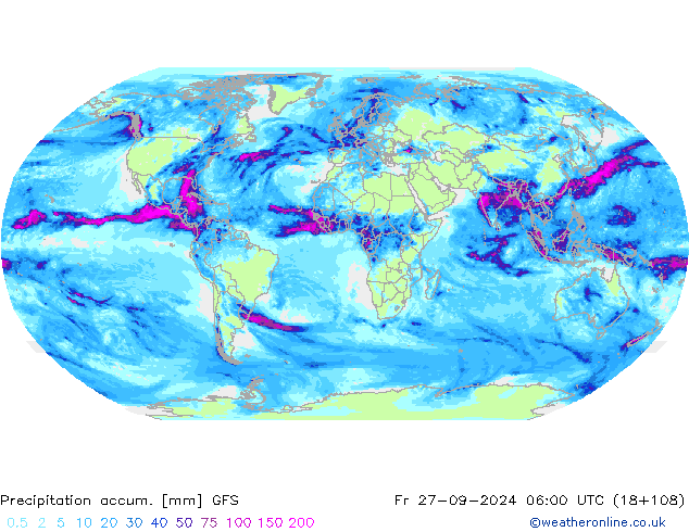 Precipitation accum. GFS ven 27.09.2024 06 UTC