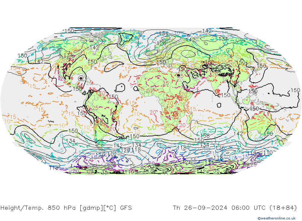 Z500/Rain (+SLP)/Z850 GFS Th 26.09.2024 06 UTC