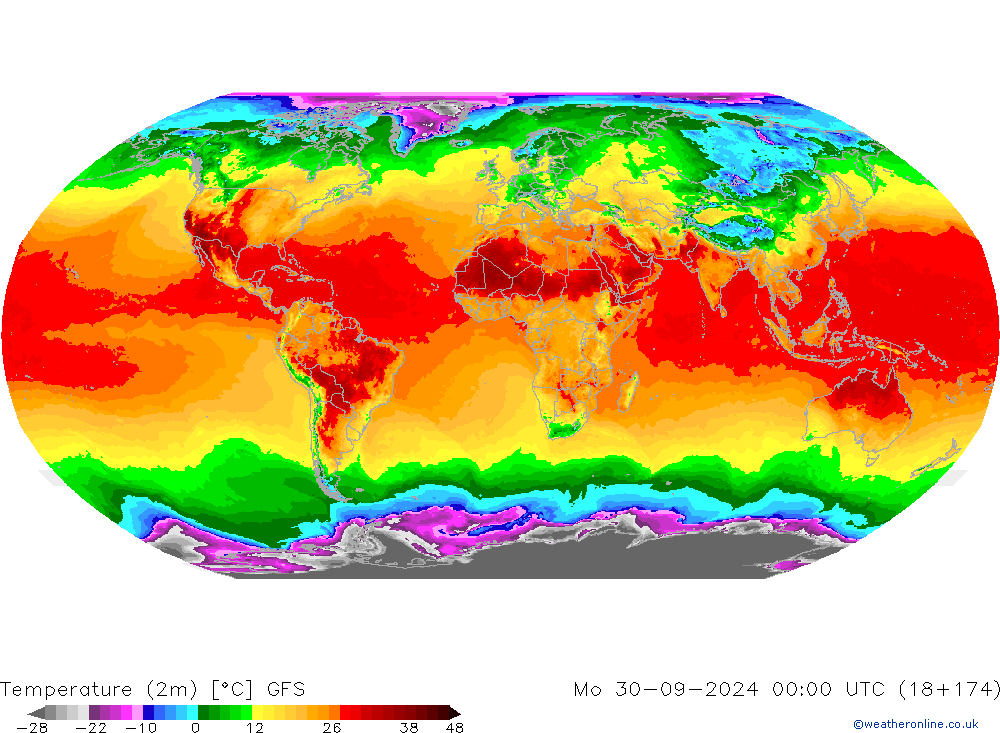 Temperatura (2m) GFS lun 30.09.2024 00 UTC