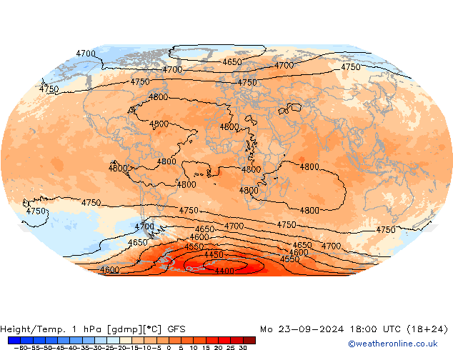 Height/Temp. 1 hPa GFS Mo 23.09.2024 18 UTC