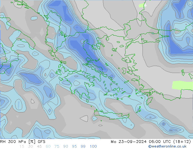 RH 300 hPa GFS Seg 23.09.2024 06 UTC