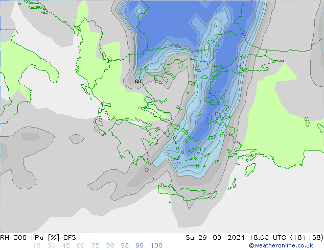 RH 300 hPa GFS Su 29.09.2024 18 UTC