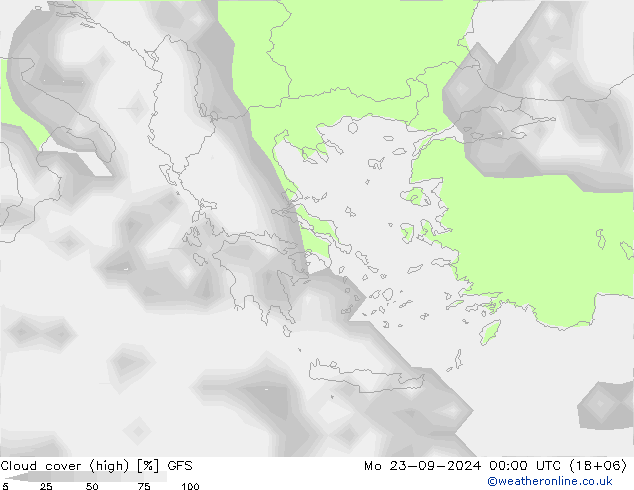 Bewolking (Hoog,Middelb.,Laag) GFS ma 23.09.2024 00 UTC