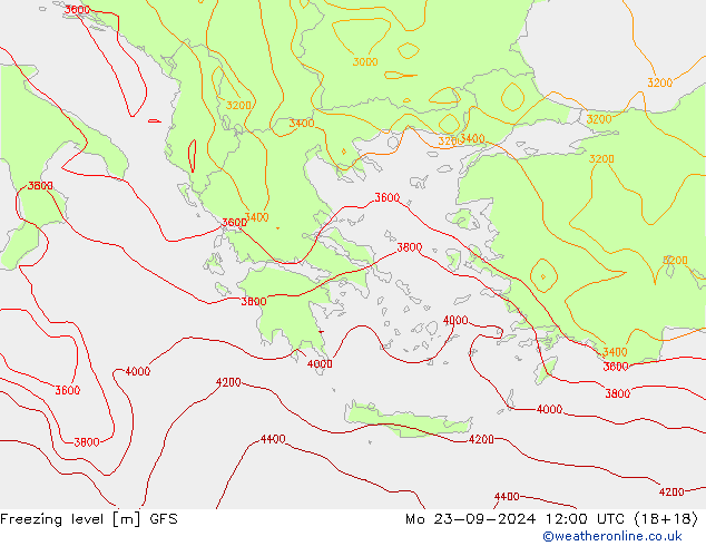 Freezing level GFS Mo 23.09.2024 12 UTC