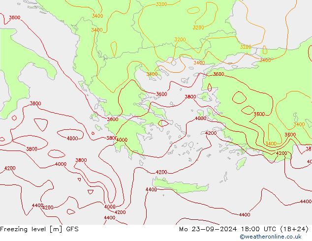 Freezing level GFS пн 23.09.2024 18 UTC