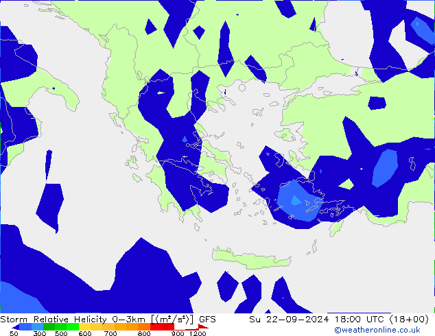 Storm Relative Helicity GFS Dom 22.09.2024 18 UTC