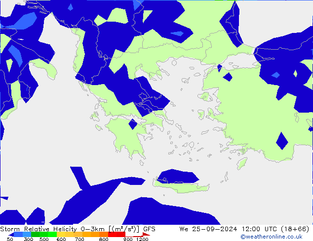 Storm Relative Helicity GFS wo 25.09.2024 12 UTC