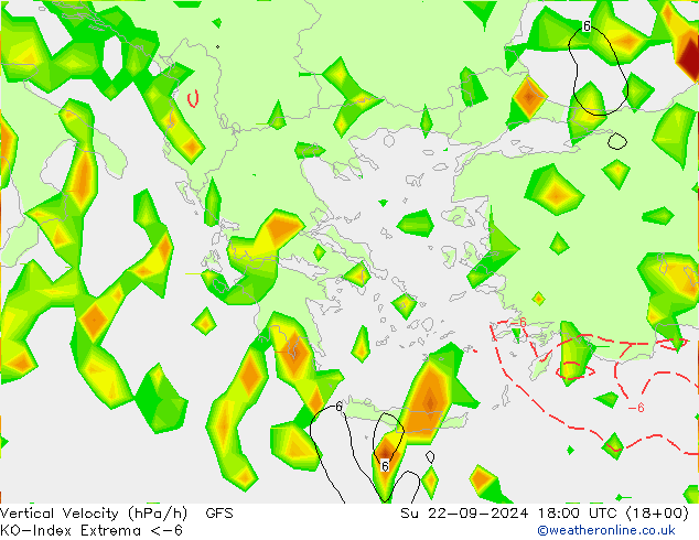 Convection-Index GFS Su 22.09.2024 18 UTC