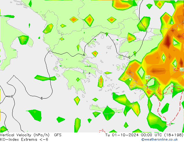 Convection-Index GFS wto. 01.10.2024 00 UTC