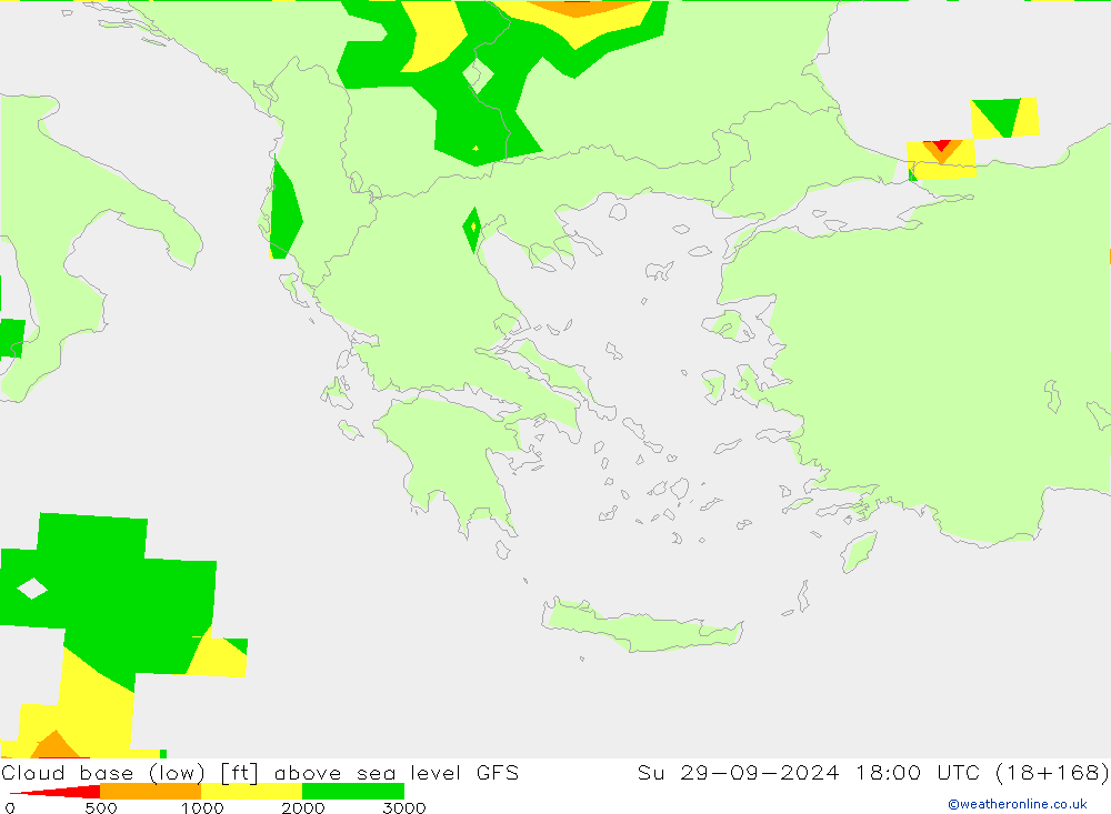 Alçak Bulut Alt Sınırı GFS Paz 29.09.2024 18 UTC