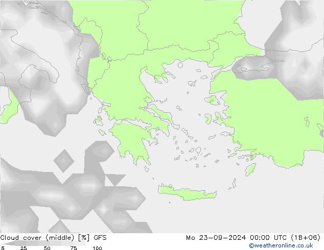 Bewolking (Hoog,Middelb.,Laag) GFS ma 23.09.2024 00 UTC