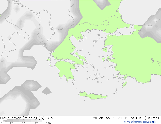 Cloud cover (middle) GFS We 25.09.2024 12 UTC