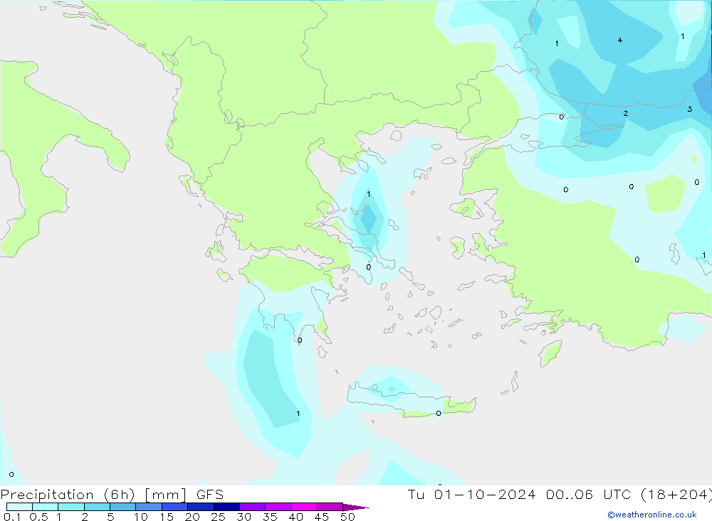 Z500/Rain (+SLP)/Z850 GFS Ter 01.10.2024 06 UTC