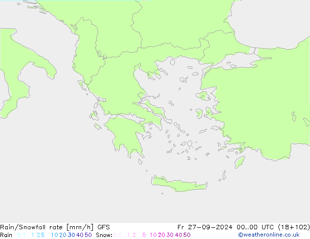 Regen/Schneefallrate GFS Fr 27.09.2024 00 UTC