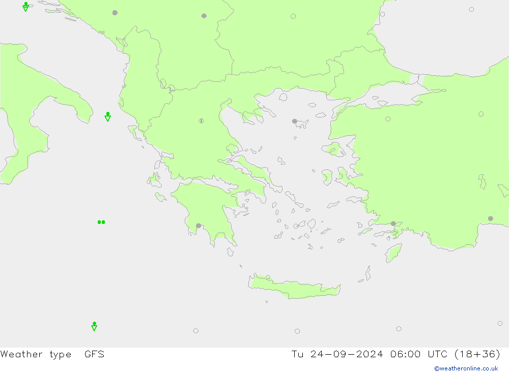 rodzaj opadu GFS wto. 24.09.2024 06 UTC