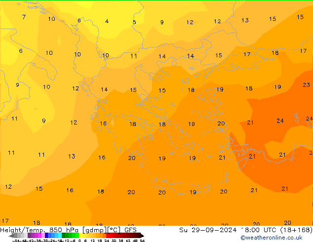 Z500/Rain (+SLP)/Z850 GFS dom 29.09.2024 18 UTC