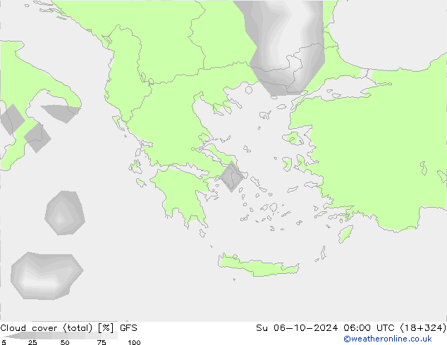 zachmurzenie (suma) GFS nie. 06.10.2024 06 UTC