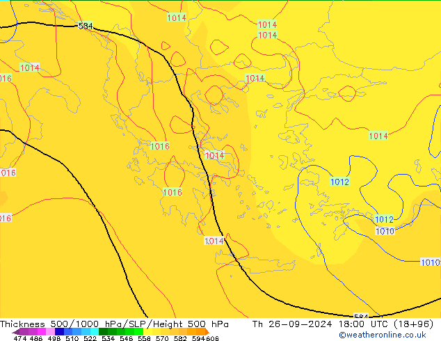 Thck 500-1000hPa GFS gio 26.09.2024 18 UTC