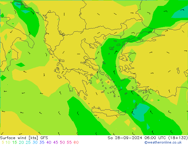 Vent 10 m GFS sam 28.09.2024 06 UTC