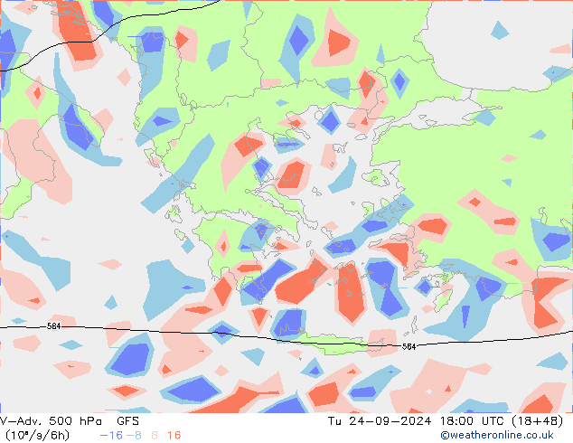 V-Adv. 500 hPa GFS wto. 24.09.2024 18 UTC