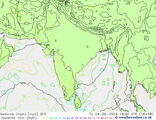 Isotaca (mph) GFS mar 24.09.2024 18 UTC