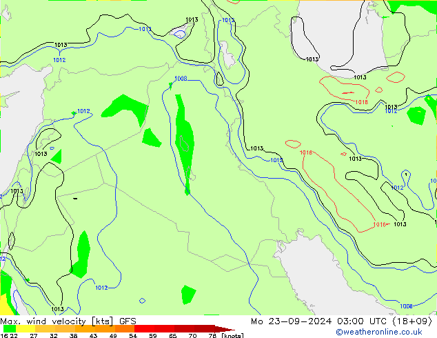 Max. wind velocity GFS Mo 23.09.2024 03 UTC