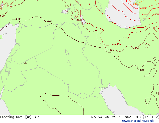 Freezing level GFS Mo 30.09.2024 18 UTC