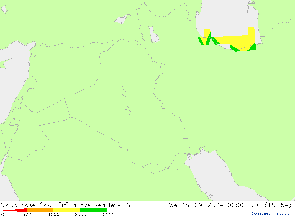 Cloud base (low) GFS  25.09.2024 00 UTC