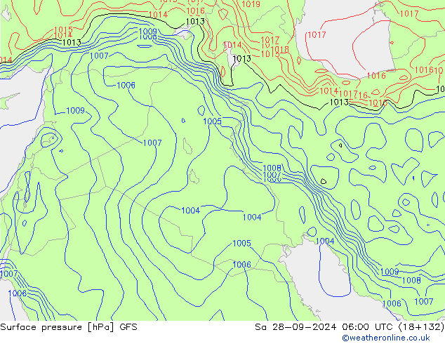 Surface pressure GFS Sa 28.09.2024 06 UTC