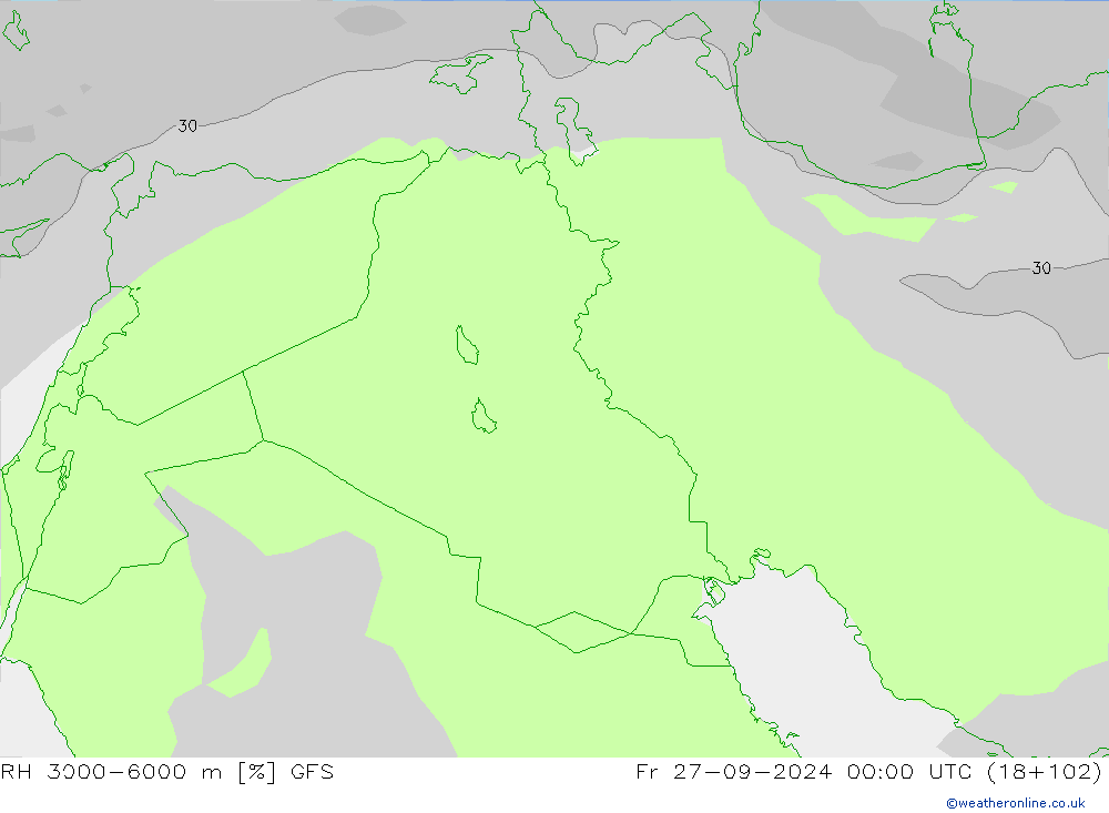 Humidité rel. 3000-6000 m GFS ven 27.09.2024 00 UTC