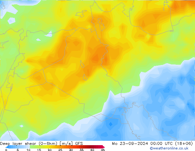 Deep layer shear (0-6km) GFS Settembre 2024