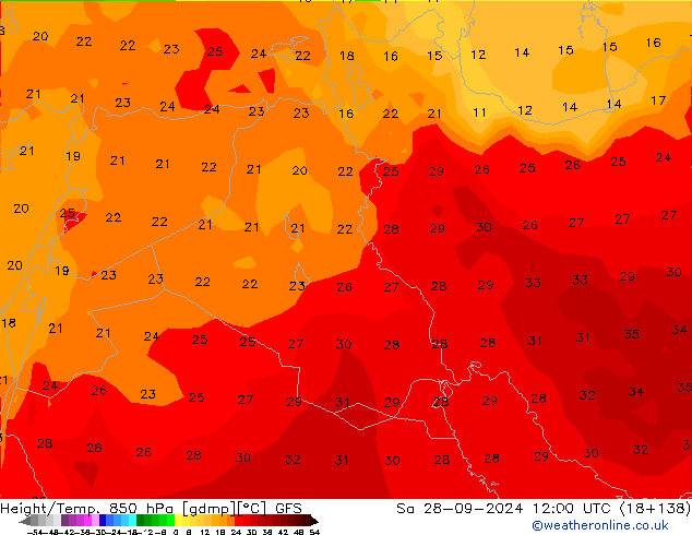 Z500/Rain (+SLP)/Z850 GFS sáb 28.09.2024 12 UTC