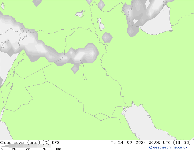 Wolken (gesamt) GFS Di 24.09.2024 06 UTC