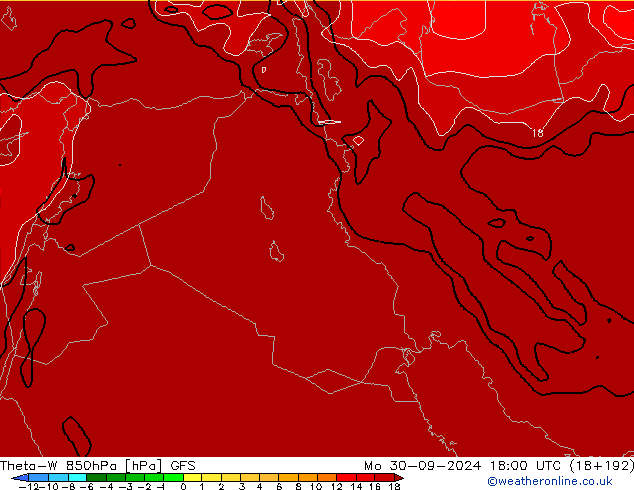 Theta-W 850hPa GFS  30.09.2024 18 UTC