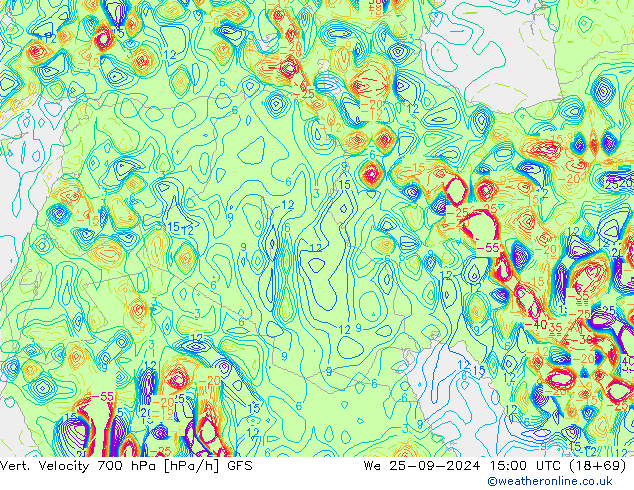 Vert. Velocity 700 гПа GFS ср 25.09.2024 15 UTC