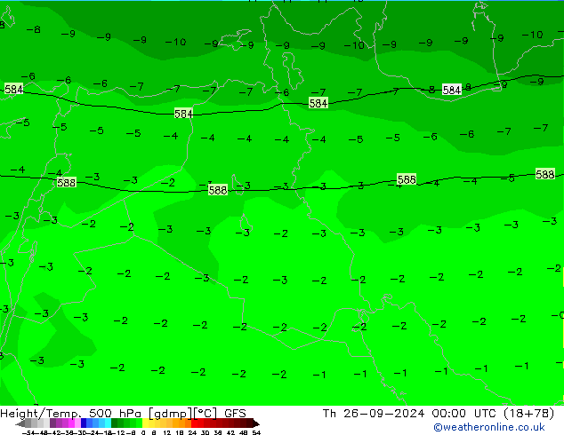 Z500/Rain (+SLP)/Z850 GFS gio 26.09.2024 00 UTC