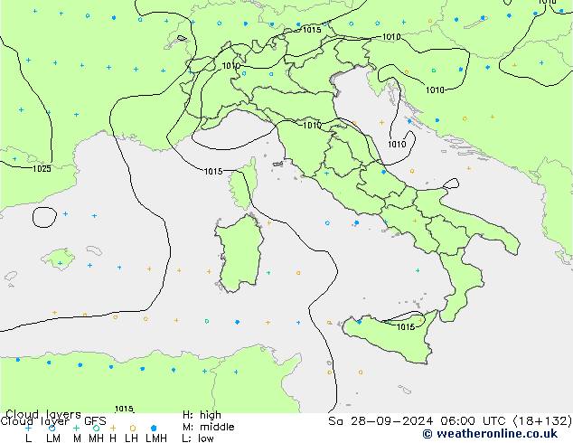 Wolkenschichten GFS Sa 28.09.2024 06 UTC