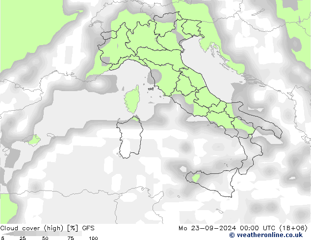 Bewolking (Hoog,Middelb.,Laag) GFS ma 23.09.2024 00 UTC